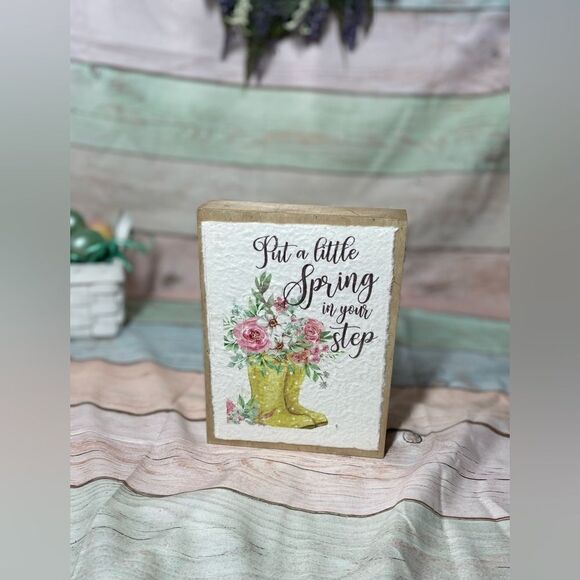 “Put A Little Spring In Your Step” NEW Tabletop Home Decor Holiday Seasonal - Picture 2 of 8